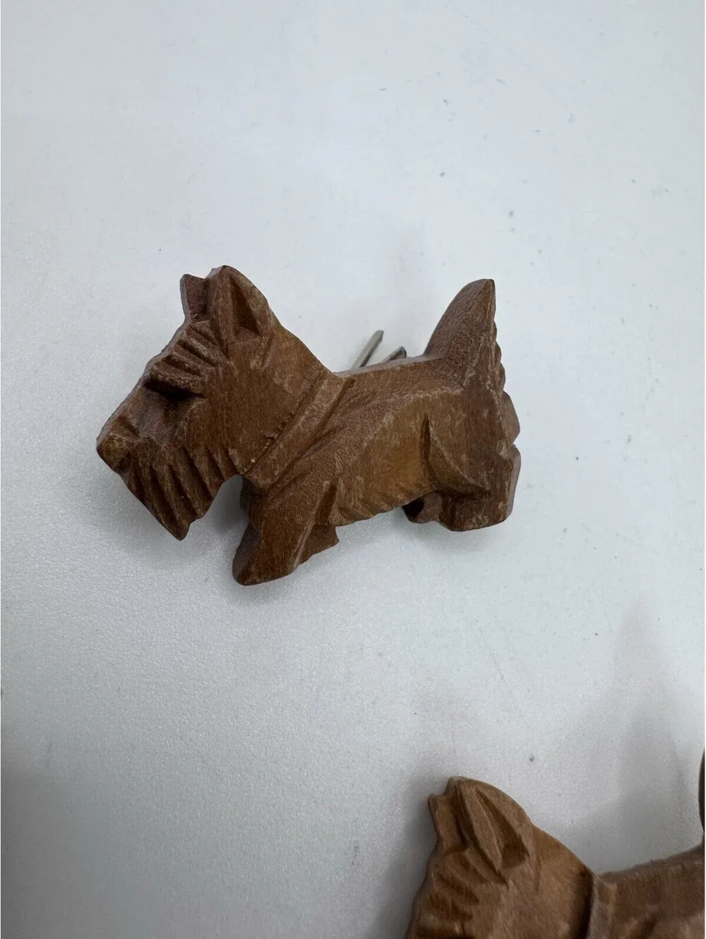 Carved Wood Scottie Dog Buttons Set Of 3 Vintage